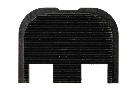 Overwatch Precision serrated aluminum slide cover plate with 80 LPI cuts fits standard Gen5 Glock handguns.